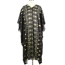 OEM Islamic Clothing Dubai Elegant Print Black Kaftan For Muslim Woman